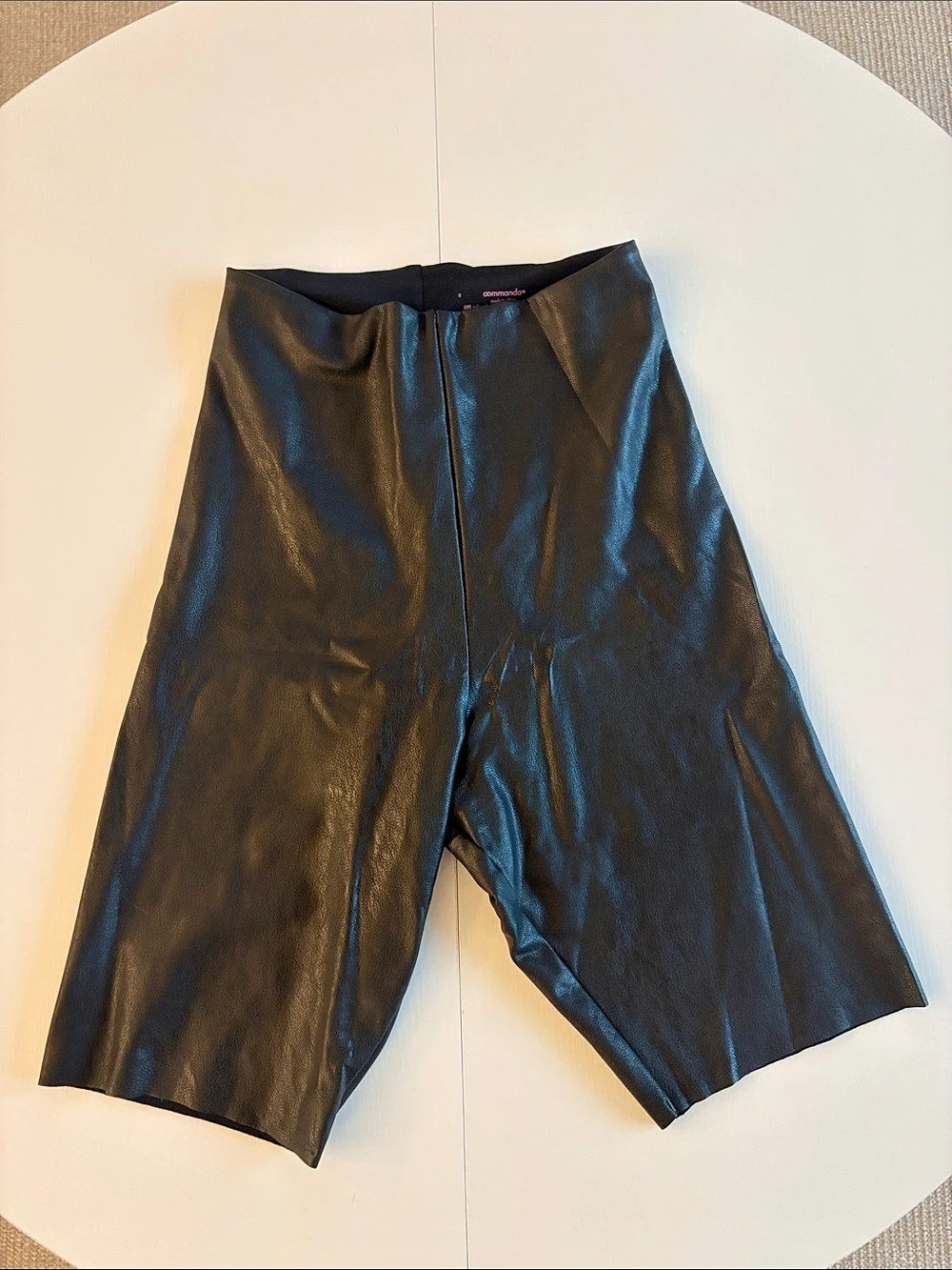 Commando Faux Leather Bike Short Black